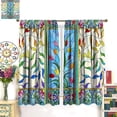thumbnail image 2 of Stained Glass Windows Curtains,Mid-Century Vintage Flower Bohemian Abstract Floral Curtains for Bedroom Living Room Kitchen Café Window Drapes 53"W x 84"L (Pack of 2), 2 of 6