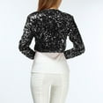 thumbnail image 4 of New Arrivals! Kilaqueen Cropped Cardigan for Women Lightweight Open Front Dressy Sequin Blazer Fashion Collarless Long SLeeve Going Out Party Jacket, 4 of 4