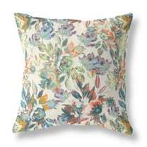 Watercolor Lilac Bulb Indoor/Outdoor Pillow with Removable Cover in White Yellow Green 18x18