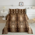 thumbnail image 2 of Manfei Luxury Brown Leopard Print Bedding Comforter Set, Gradient Cheetah Twin Comforter Sets, Animal Theme Bedding Set Reversible 2-Piece, 2 of 8