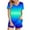 Blue, variant on Summer Plus Size Two Piece Outfits for Women Fashion Gradient Casual Home Two-piece V-neck Top With Pocket Shorts Set