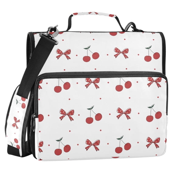 ALAZA Zipper Binder Cherry Bows 2 in 3 Ring Trapper Keeper 500 Sheet Capacity File Folder Organizer Bag