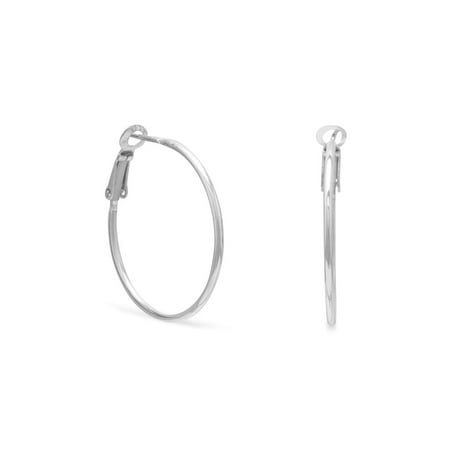 Jewelryweb Sterling Silver 1mmx30mm Clip Post Hoop Earrings Sterling Silver 1mmx30mm Clip Post Hoop Earrings