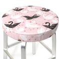 thumbnail image 3 of Balery Swan And Flowers2 Fundas de asiento para taburete de bar redondo de tela de terciopelo ajustables que protegen de arañazos y manchas para sillas de 14 a 17 pulgadas.-14 inch, 3 of 7