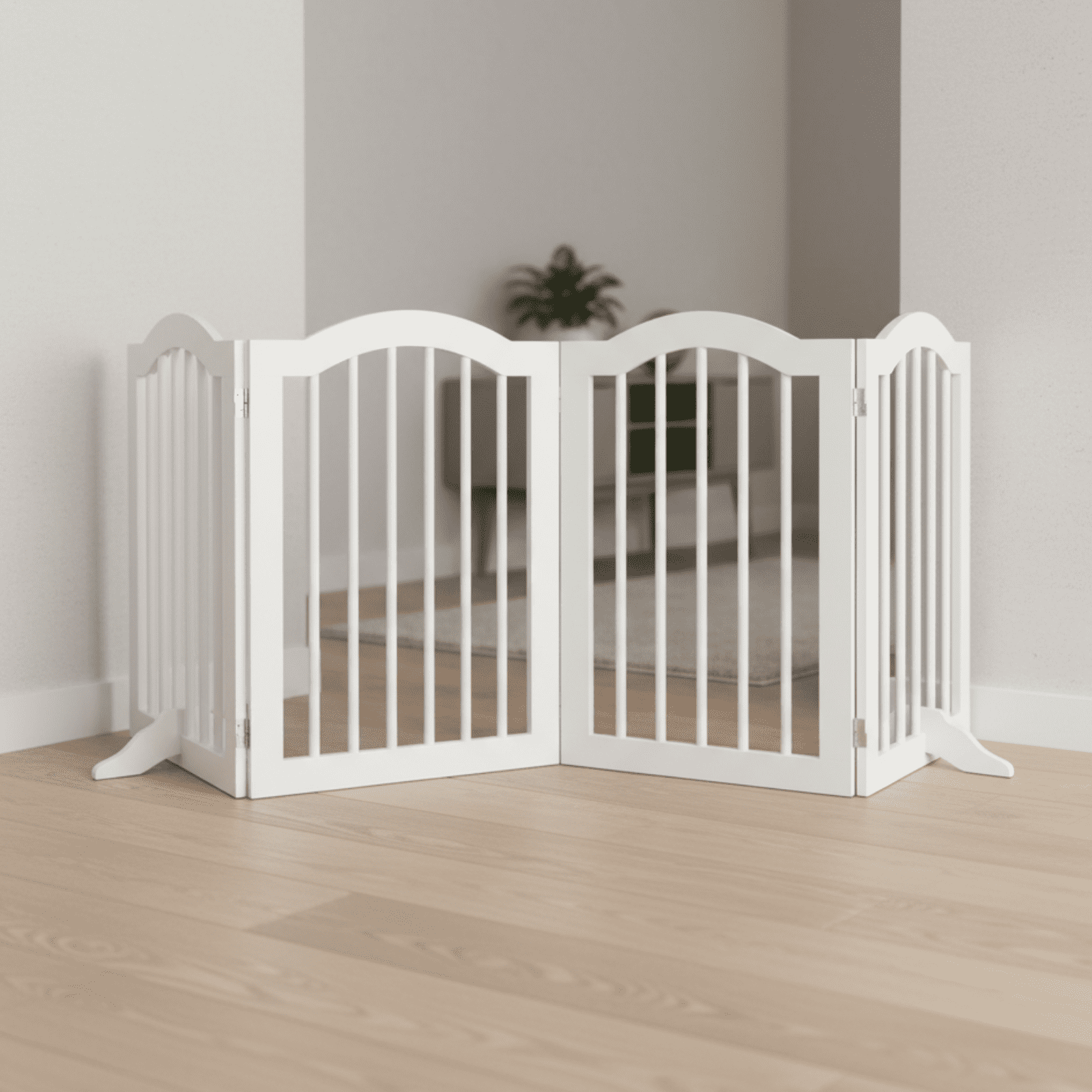 Homy Casa Freestanding Pet Gate, 27.6" Tall Foldable Dog Gate Expandable to 80" for Small Medium Pets