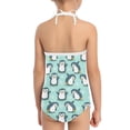 thumbnail image 3 of SEANATIVE Kids Swimwear One Piece Size 3-4 T Quick Dry Kids Girls Bikini Swimsuit Leisure Cartoon Penguin Lace Up Beach Bathing Suit, 3 of 5
