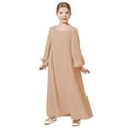 thumbnail image 1 of Hpapadks Robe d'Été pour Filles Robe Musulmane Manches Longues Solide Ample Décontractée Robe de Prière Robes pour Filles Orange 9-10 Ans, 1 of 3