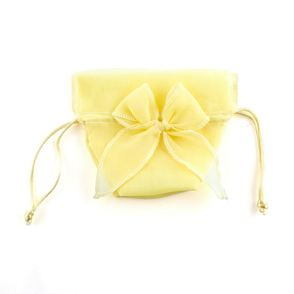 Weddingstar Lemon Yellow Organza Drawstring Favor Bags with Bow (12)