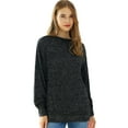 thumbnail image 1 of Doublju Womens Long Sleeve Wide Round Neck Casual Tunic Top With Plus Size, 1 of 4