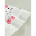 thumbnail image 6 of Baby Girl Easter Outfit Sleeveless Bunny Romper Dress Lace Trim Ruffle Skirt Hem Rabbit Bodysuits with Headwear Set, 6 of 7
