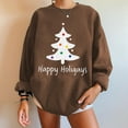 thumbnail image 1 of Hauts de Noël en Solde, Pull-Over à Col Rond Imprimé Tendance pour Femmes, Manches Longues, Blouse Confortable, Chandail en Molleton Café m, 1 of 4