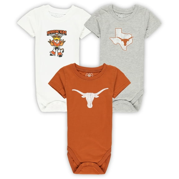 Infant Wes & Willy  Texas Longhorns Three-Pack Bodysuit Set