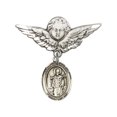 thumbnail image 1 of Sterling Silver Baby Badge with St. Wolfgang Charm and Angel w/Wings Badge Pin 1 1/8 X 1 1/8 inches, 1 of 1
