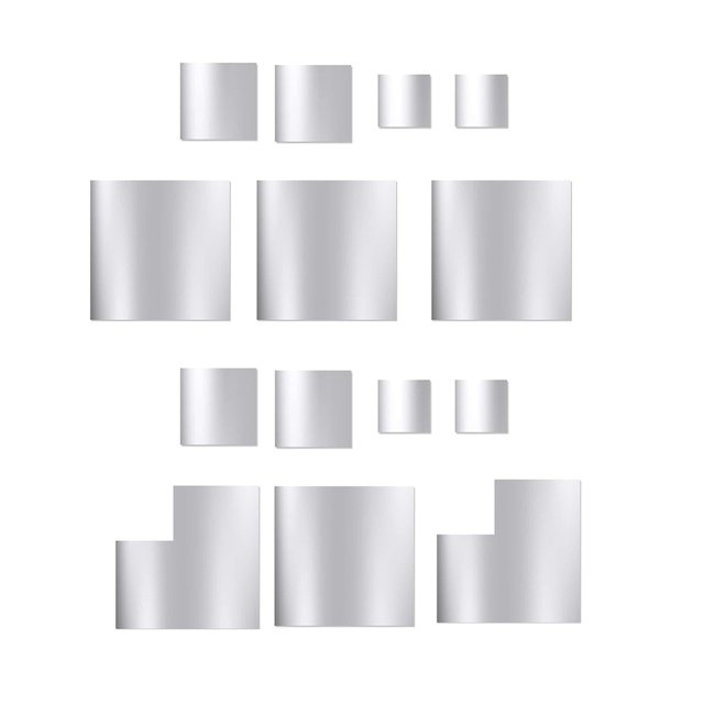 Adhesivo de pared de espejo, autoadhesivo de forma cuadrada DIY, hoja de paredes plateadas de alta viscosidad, suministros para el hogar, sala de estar, dormitorio, 14 piezas seitruly HA011919-00