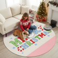 thumbnail image 2 of Merry Christmas Washable Round Area Rug 3 ft, Boho Cute Santa Face Stars Beige Pink Soft Non‑Slip Rugs Stain Repellent Indoor Mats for Entryway, Bathroom, Bedside, Hallway Nook, 2 of 9