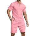 thumbnail image 1 of Conjunto de polo y pantalones cortos KUYIGO para hombre, color rosa, talla L, 1 of 5