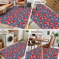 thumbnail image 6 of Blue Floral Washable Area Rugs 2.7'x5', Flower Leaves Farmhouse Red Background Low Pile Throw Living Room Rug Non-Slip Sturdy Edge Binding Carpet for Indoor Entryway Bedside Kitchen, 6 of 9