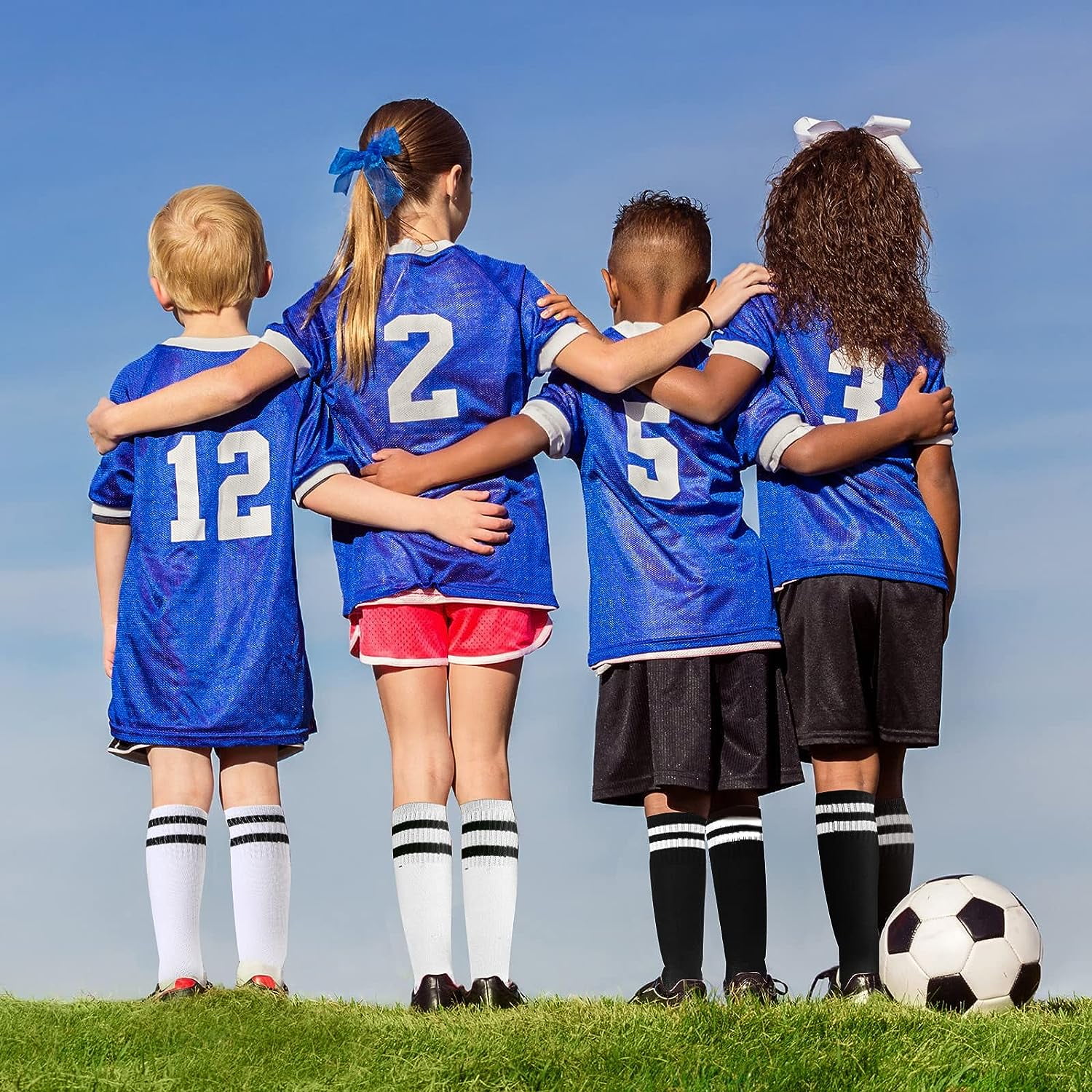 6 Pairs Kids Toddler Boys Soccer Socks 3-6/7-13/14 More Years Old Youth Tube Socks Stripes Football Socks