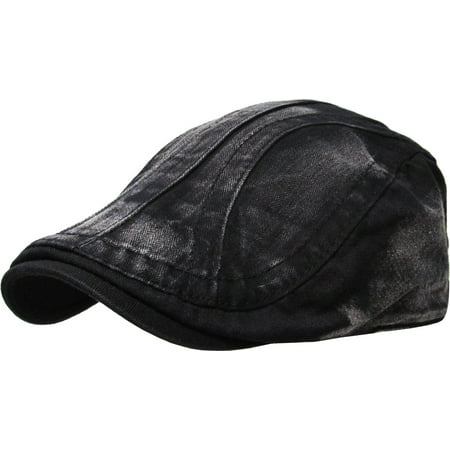 Solid Washed Gatsby Cap Mens Denim Hat Golf Driving Summer Cabbie