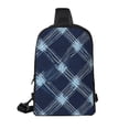 thumbnail image 3 of Chest Bag Dual Pocket 11.8×7.7×2.4in Waterproof Double-Pocket Large Capacity With No Inner Pouch Pockets And Double Drawstrings Argyle Plaid Deepskyblue_4, 3 of 8
