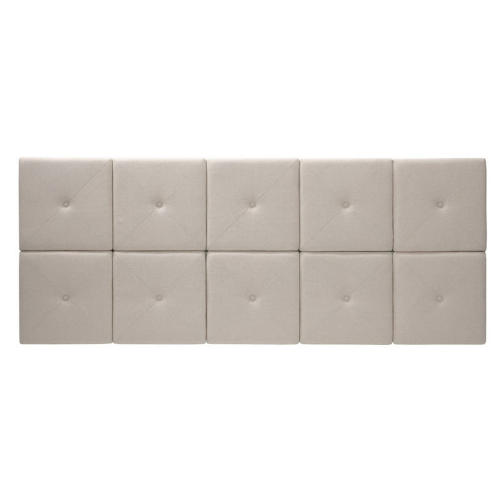 Tessa Natural Linen Headboard Tiles with X Seam and Tuft King Size