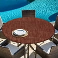 thumbnail image 6 of Dark Brown Round Tablecloth, Fitted Table Cover with Elastic for 36"-44" Round Tables, Vintage Country Monochrome Chocolate Color Table Cloth Outdoor Indoor Dinning Party Waterproof Tablecloths, 6 of 7