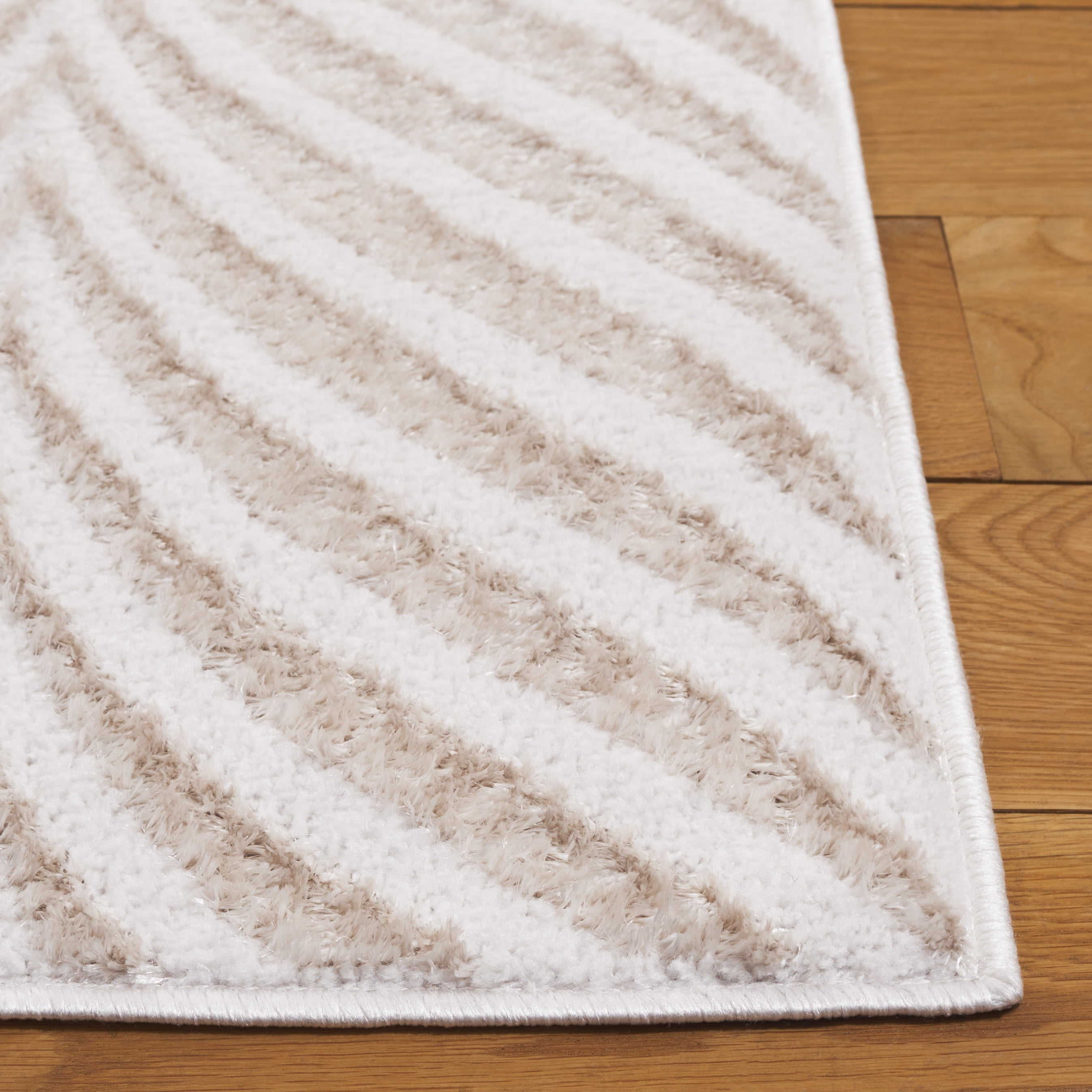SAFAVIEH Maya Addison Wavy Striped Area Rug, Ivory/Beige, 9' x 12'