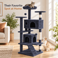 thumbnail image 7 of 54" Multi-Level Cat Tree Tower with Sisal Scratching Posts, 2 Cozy Condos, Perches, Climbing Ladder, and Hanging Toys, Stable Indoor Kitten Activity Center, 7 of 7