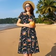 thumbnail image 4 of Naloa Various Crustaceans Print Womens Summer A-Line Dress with Pockets,Short Sleeve Dresses,Flowy Beach Swing Dress for Vacation Travel, 4 of 6