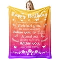 thumbnail image 1 of LHSHID Birthday Gifts for Women/Men/Her/Him Blanket Yellow Orange&Purple Happy Birthday Decorations Women/Men Throw Blankets Bday Gift for Women/Men Unique Best Birthday Gift Ideas 30"x40", 1 of 4