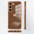 thumbnail image 4 of for Samsung Galaxy S23 Plus 5G Case Heart Plating Electroplate Luxury Elegant Case Camera Protector Soft TPU Shockproof Protective Corner Back Cover Galaxy S23 Plus 5G Case -Brown, 4 of 11