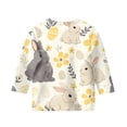 thumbnail image 5 of LTTVQM Easter Shirts for Girls 2026 3/4 Sleeve Funny Rabbit Eggs Graphic Tshirts Comfy Crew Neck Blouses Trendy Clothes Fluorescence Yellow 11-12 Years, 5 of 5