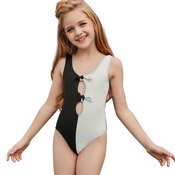 WOLLED 6-12T Kids Girls One Piece Swimsuits Beach Bathing Suit Swimwear UPF 50 Quick Dry Swimsuits