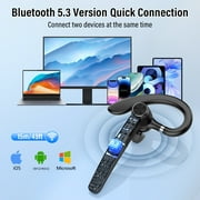 سماعة بلوتوث، سماعة بلوتوث بأذن واحدة مع ميكروفون ENC مع صوت ستيريو HiFi، سماعة رأس لاسلكية V5.3 مع وقت تحدث 72 ساعة مع علبة شحن 400 مللي أمبير للهواتف المحمولة التي تعمل بنظام iOS وAndroid، باللون الأسود