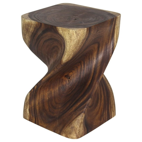 Haussmann ® Big Twist Wood Stool Table 14 in SQ x 20 in H Antique Oak Oil - 14" x 14" x 20"
