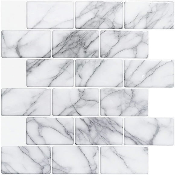 A3d 10-Sheets Peel and Stick Backsplash Tile for Kitchen (12"x12", Grey Subway)