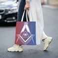 thumbnail image 2 of DouZhe Reusable Grocery Bags, Mason Masonic Brothers Lightweight Polyester Canvas Cloth Tote Bag for Travle Gym Shopping School, 15" x 16", 2 of 7