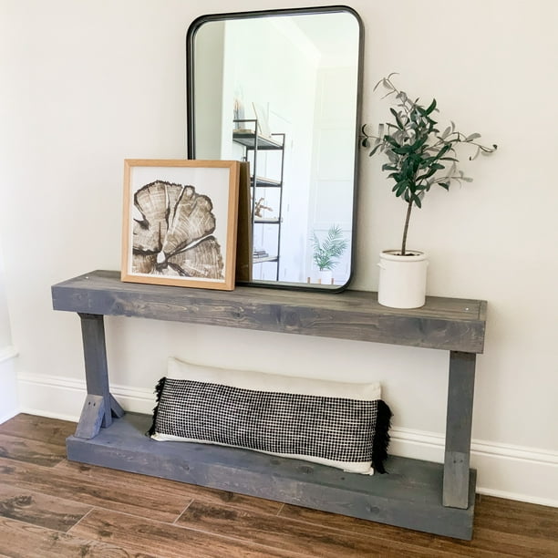 Woven Paths Gray Large Barb Console, Barb Small Console Table White