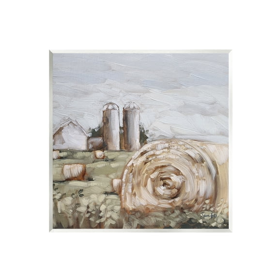 Stupell Hay Bales Farmland Pasture Landscape Painting Wall Plaque Unframed Art Print Wall Art
