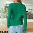 thumbnail image 5 of Jalioing V Neck Sweaters for Women Fashion Solid Long Sleeve Knitted Shirts Classic Casual Pullover Sweater, 5 of 9