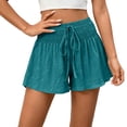 thumbnail image 2 of Ounisa Women's Summer Casual Fashion Solid Drawstring Elastic Waist Loose Culottes Shorts Flowy Breathable Lightweight Airy Shorts, 2 of 7