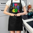 thumbnail image 2 of Colorful 2 Pack Bib Apron Set with Adjustable Straps & 2 Pockets - Bold " I ❤️ 60 L " Design with Vibrant Abstract Shapes for Cooking Kitchen Chef - Unisex Aprons for Men & Women, 2 of 6