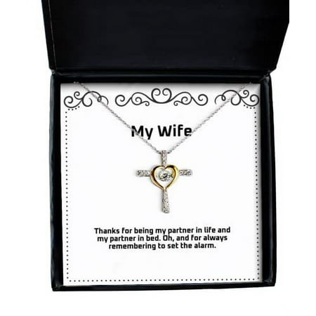 Gag Wife Gifts, Thanks for Being My Partner in Life and My Partner in Bed, Fun Holiday Cross Dancing Necklace Gifts for Wife, Wedding, Bridesmaid, Gift for her, Personalized Gift, Custom Gift,