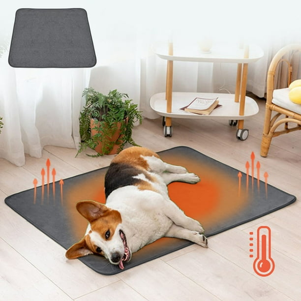 Alfombrilla autocalentable para mascotas para gatos y perros | Almohadilla de pelusa lavable antideslizante Gris/Verde | Cama para mascotas calefactada interior y exterior 45x60cm | Extra cálido,