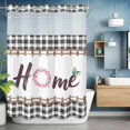 thumbnail image 6 of Home No Hooks Shower Curtain with Snap-in Liner Spring Flower Ring Leaf Wooden Barriers Gray White Plaid Shower Curtains for Bathroom, Waterproof, Easy Install, Washable 72"x96", 6 of 9