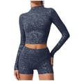 thumbnail image 2 of JDQJBZ Summer Womens Tops,Workout Tops For Women Long Sleeve Tops Solid Color Printed Slim High Stretch Yoga Running Training Spring Summer Active Shirts For Women, 2 of 5