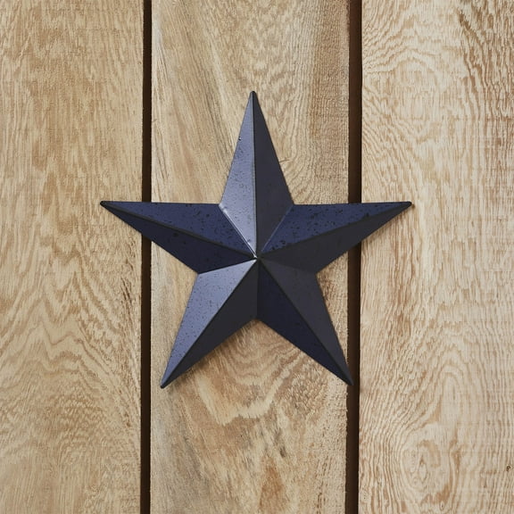 VHC Brands Patriotic Faceted Metal Star Navy Wall Hanging 8x8, Independence Day Decor, American Star Design, Distressed Appearance Metal Wall Hanging, Star Shape, Country, Navy