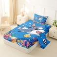 thumbnail image 2 of Feelyou Kawaii Birthday Party Shark Twin Sheet Sets for Kids Boys Girls, Marine Coral Animal Bedding, Blue, 3pcs, 2 of 5