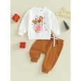 thumbnail image 2 of Liacowi Toddler Boys 2PCS Fall Pants Sets Infant Baby Boys Clothes Long Sleeve Letter Print Sweatshirt and Drawstring Pants Sets 0-3 Years, 2 of 9