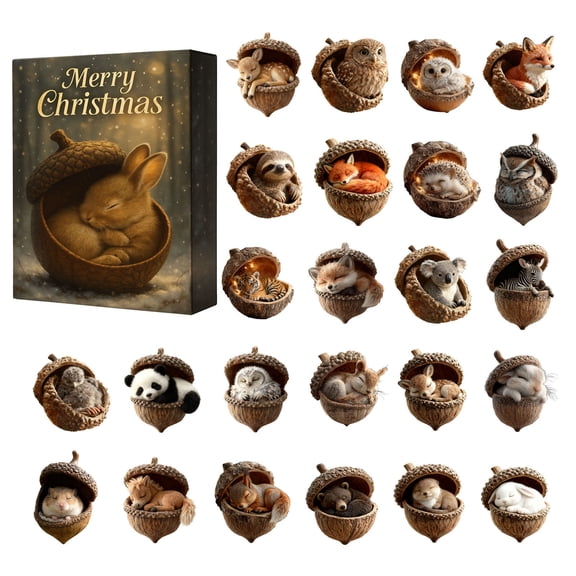 New 2025 Pinecone Animals Advent Calendar 2025,Forest Animal Pendants, Acorn Animal Pendants,Acrylic Christmas Countdown Calendar For Home Decor, Festive Family Activity Holiday Decoration